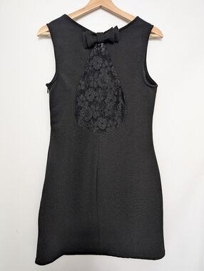 Molly Bracken Medium Black Formal Dress Fitted Gown Lace Bow Mini Pencil Wedding